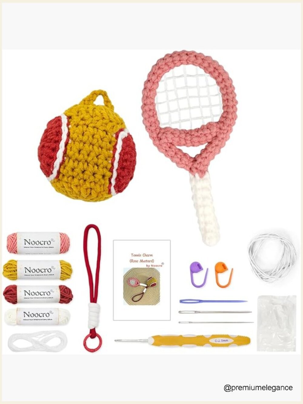 Crochet Kit for Keychain - Step by Step Video Tutorial with Yarn & Tools